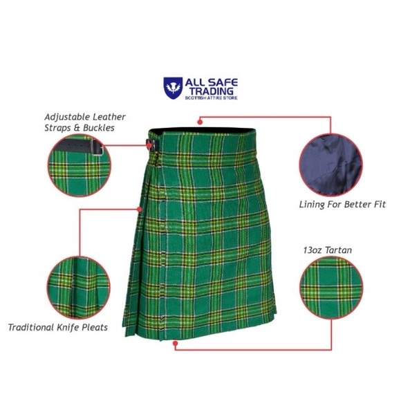 All Safe Trading Green Scottish Kilt Men’s 38 - Picture 14 of 15